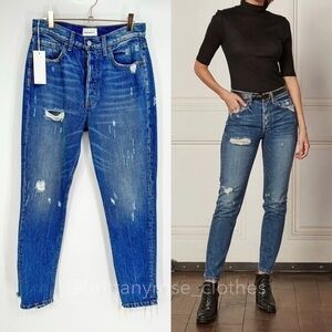 BOYISH The Billy Distressed High-Rise Skinny Jean in Mame Wash Destroyed NWT